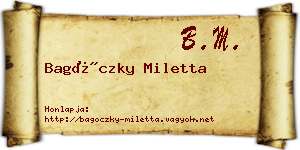 Bagóczky Miletta névjegykártya